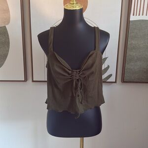 3/$10 Green Crop Tie Front Bustier Tank Top